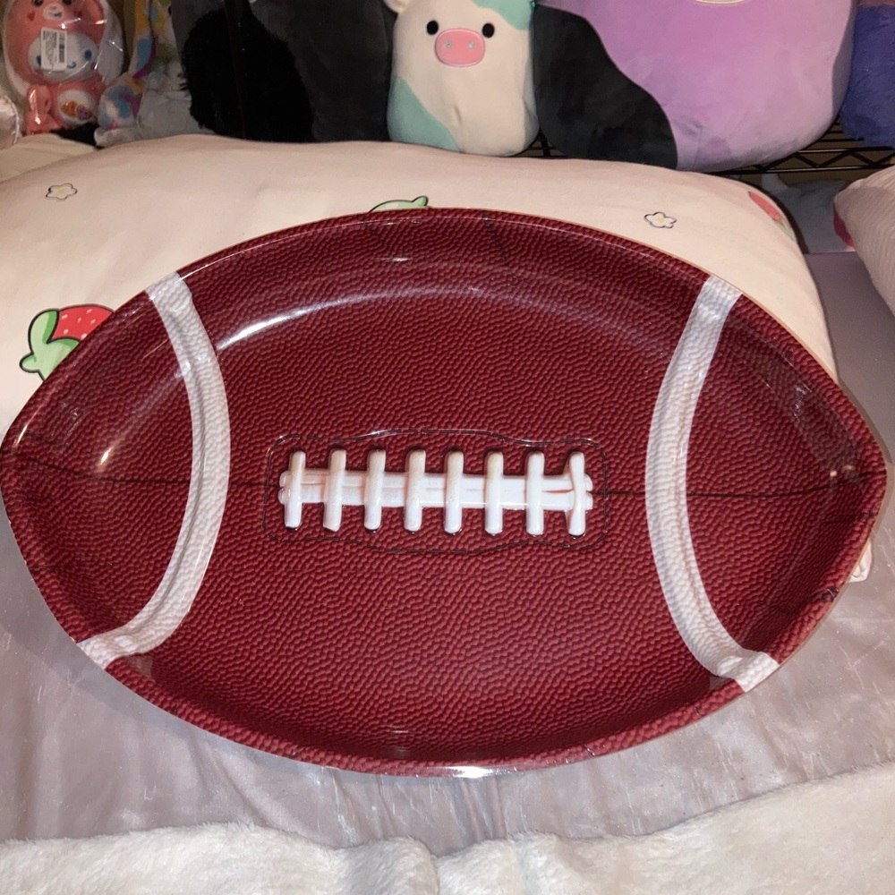 Large Football Plastic Serving Dish Platters- Great for Snacks 17.5 x 11.5" x 2"
